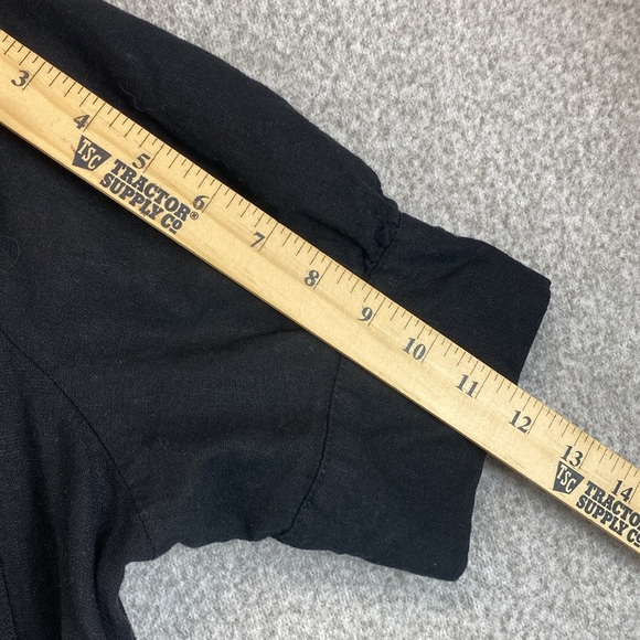 Old Navy linen button down dress L midi puffy sleeves beachy casual minimalist - Picture 4 of 10